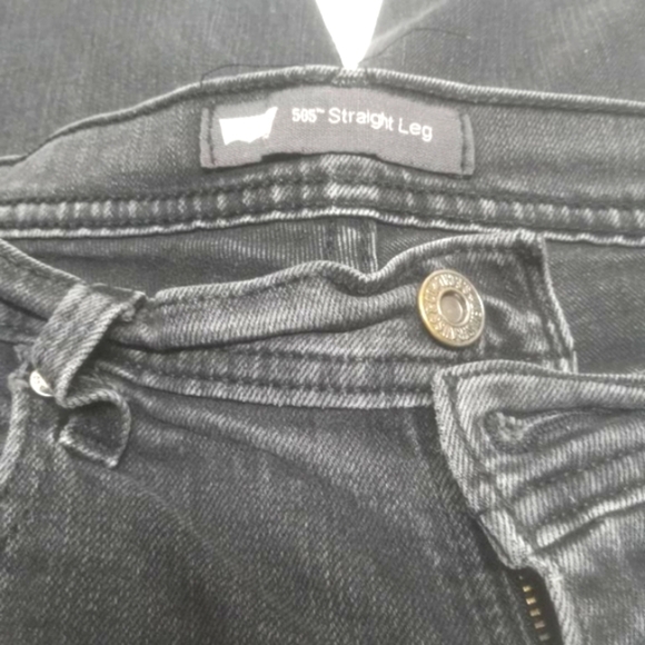 Levi’s Jeans 505 Straight High Rise Women 12 Medium Fit 34x29 Mid Black Distress - Picture 3 of 15